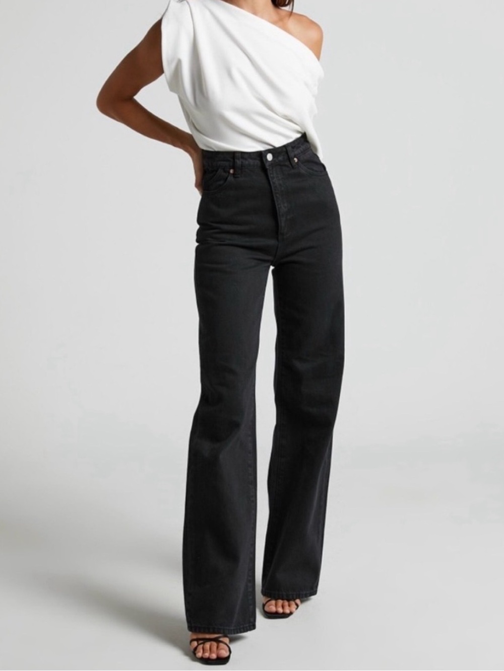 Rolla's Heidi High Rise Loose Straight Jeans Black Wash Size 24